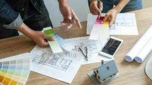 Homeowner reviewing exterior paint color samples for HOA approval