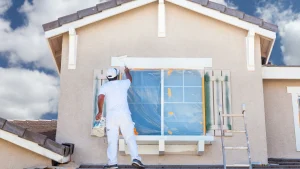 Exterior house painting during summer