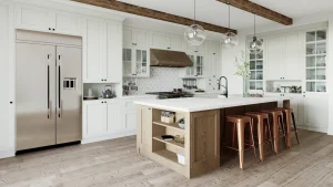 Freshly refinished kitchen cabinets