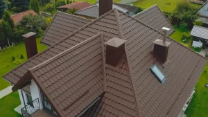Freshly painted metal roof on home