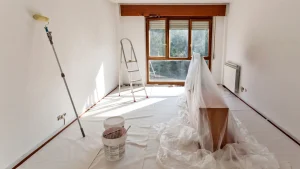Freshly painted room before new flooring installation
