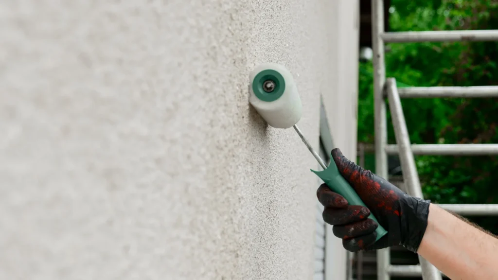 Exterior house painting after rain