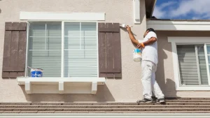 Freshly painted exterior shutters on home