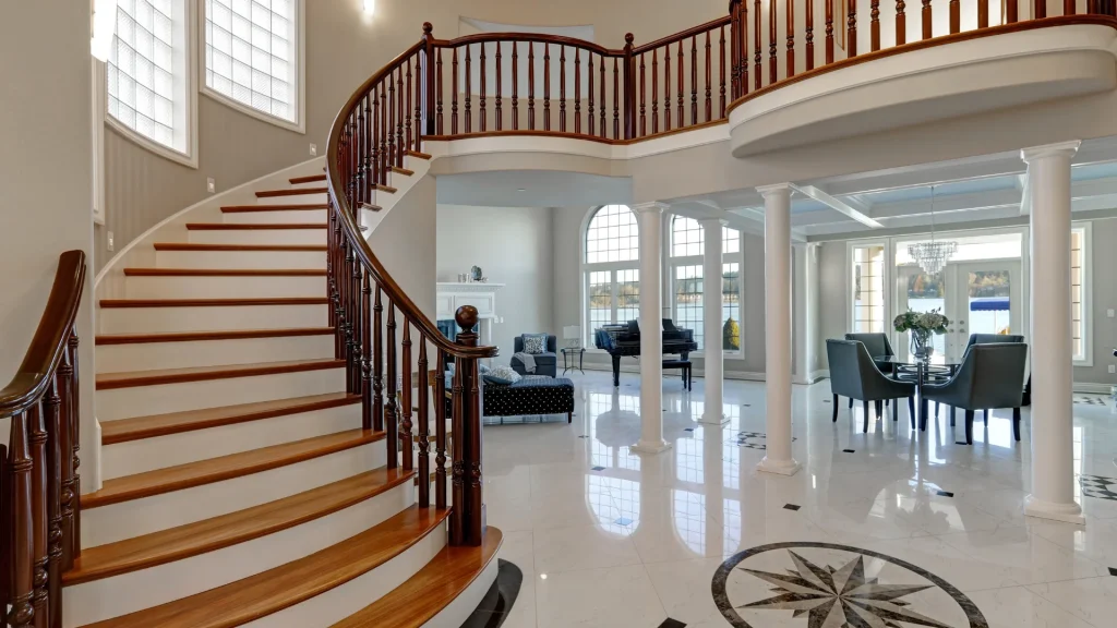 Two-story foyer with freshly painted walls