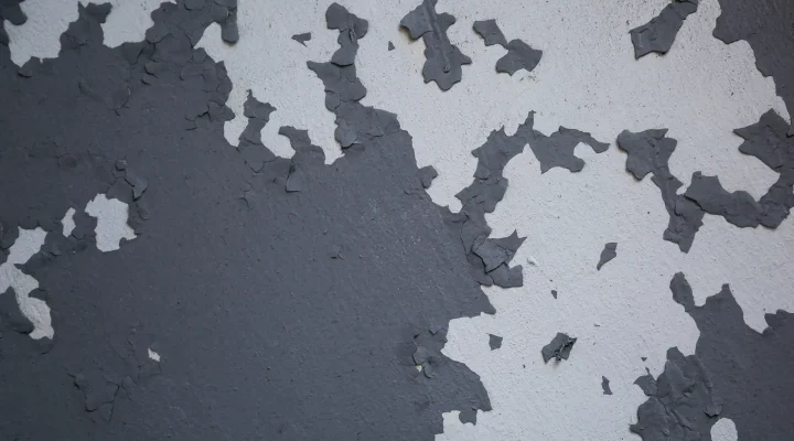 Peeling paint caused by heat damage